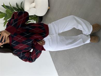 Bordo-Lacivert Baklava Desen Kazak