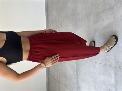 Bordo Modal Paça Tutturmalı Pantolon