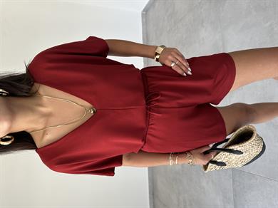 Bordo Modal Şortlu Tshirt Takım
