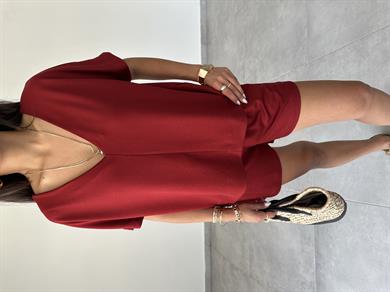 Bordo Modal Şortlu Tshirt Takım