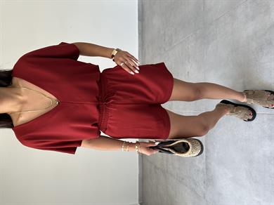 Bordo Modal Şortlu Tshirt Takım