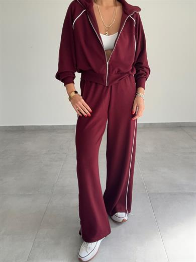 Bordo Oys Biyeli Modal Kumaş Takım