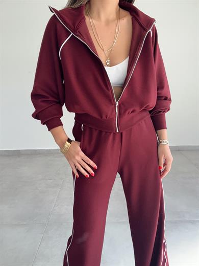 Bordo Oys Biyeli Modal Kumaş Takım