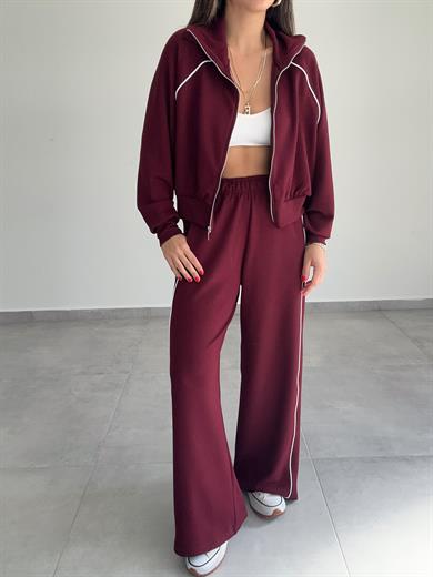 Bordo Oys Biyeli Modal Kumaş Takım
