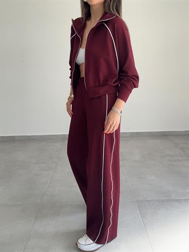 Bordo Oys Biyeli Modal Kumaş Takım
