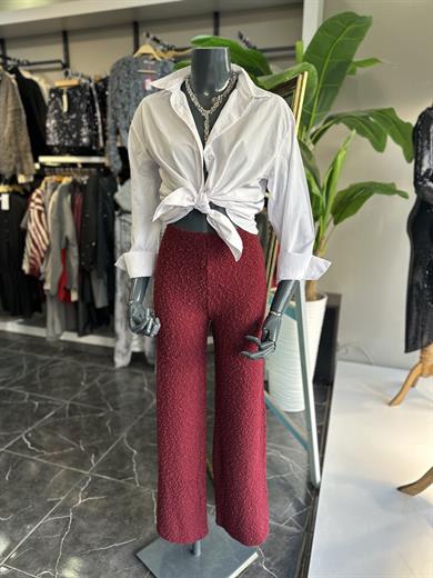 Bordo Triko Bol Paça Pantolon