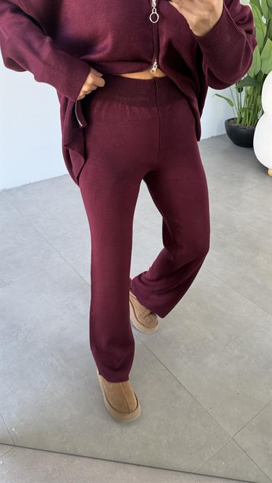 Bordo Triko Hırkalı Takım