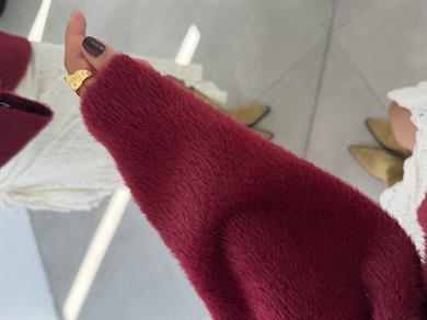 Bordo Yumoş Bol Kol Kazak