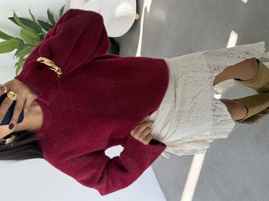 Bordo Yumoş Bol Kol Kazak