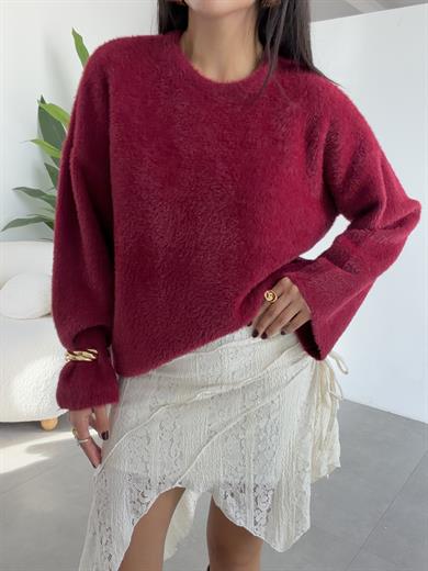 Bordo Yumoş Bol Kol Kazak