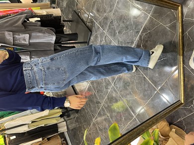 Boru Paça Koyu Mavi Jean