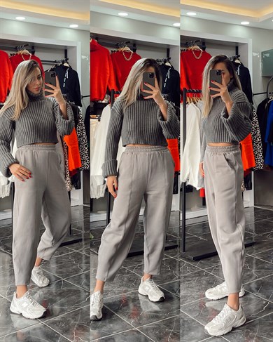 Boyalı Gri Şalvar Eşofman