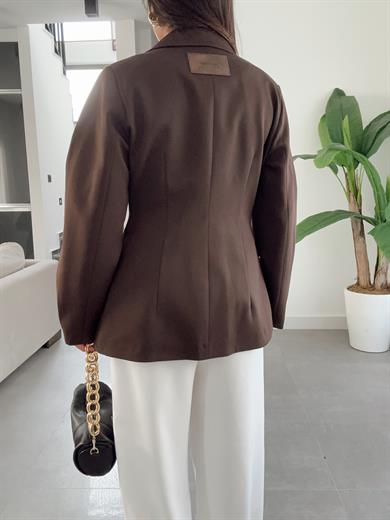Briella Kahve Belden Oturtmalı Blazer