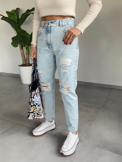 Buz Mavi Yırtık Jean