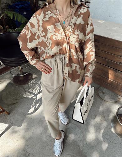 Çağla Yeşili Beli Lastikli Pantolon