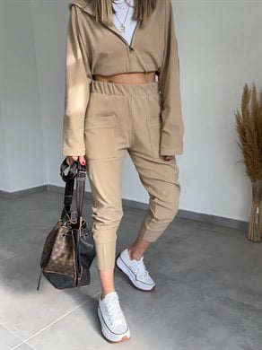 Camel Çift Cep Detaylı Polar Eşofman