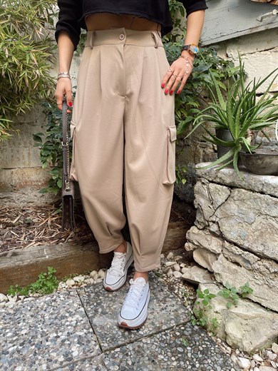 Camel Kargo Cep Pantolon