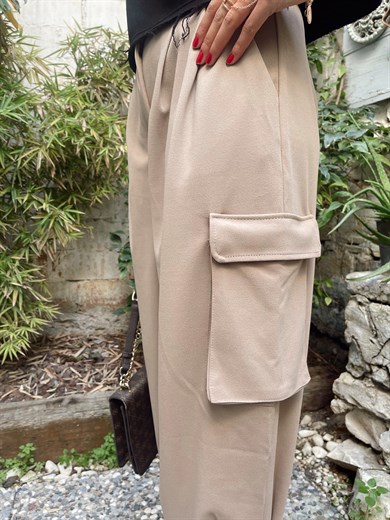 Camel Kargo Cep Pantolon