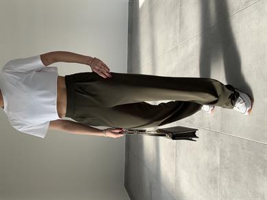 Celi Haki Esnek Kumaş Palazzo Pantolon