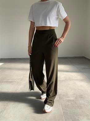 Celi Haki Esnek Kumaş Palazzo Pantolon