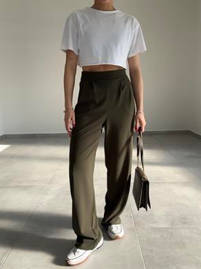 Celi Haki Esnek Kumaş Palazzo Pantolon