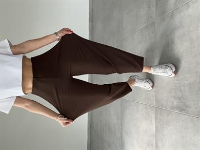 Cendy Krep Kemersiz Kahve Balon Pantolon