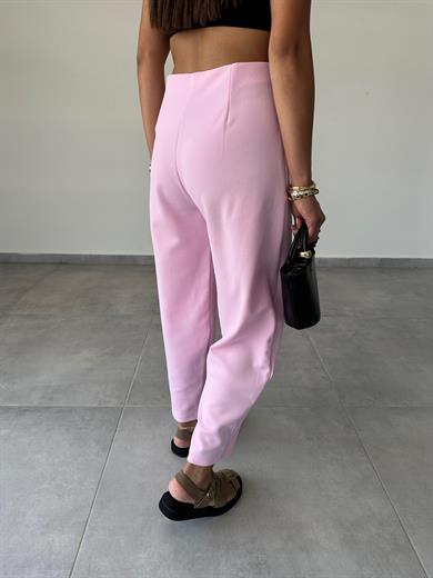 Cendy Krep Kemersiz Pembe Balon Pantolon
