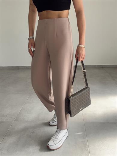 Cendy Krep Kemersiz Vizon Balon Pantolon