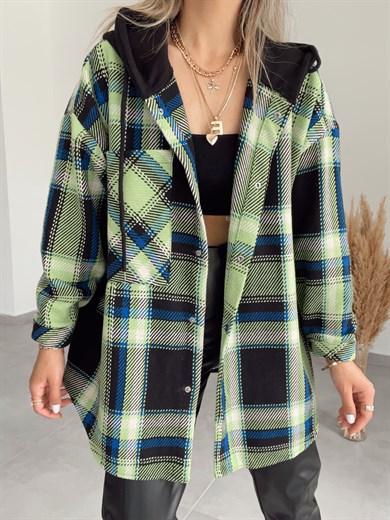 Çimen-Saks Ekose Ceket