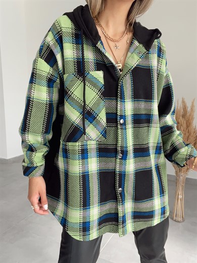 Çimen-Saks Ekose Ceket