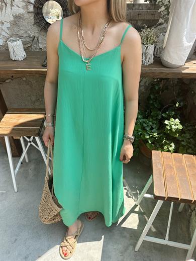 Çimen Yeşili Ayarlanabilir Askı Elbise