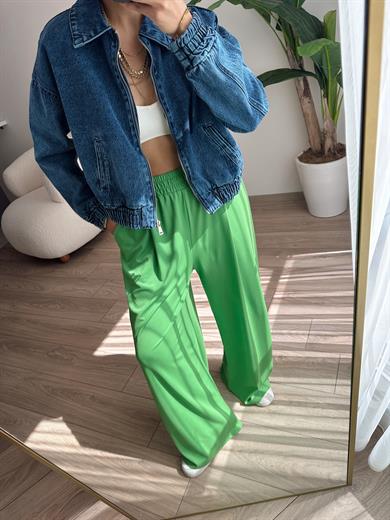 Çimen Yeşili Beli Lastikli Pantolon