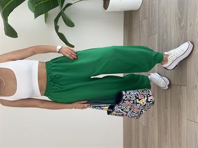 Çimen Yeşili Keten Şalvar Pantolon