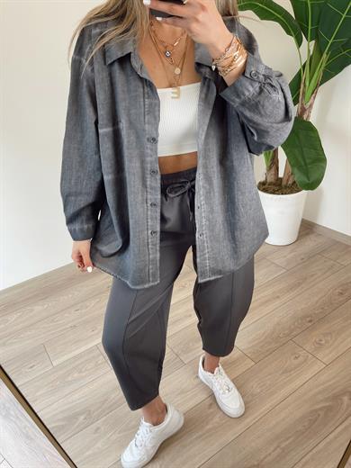 Cindy Antrasit Beli Lastikli  Şalvar Pantolon