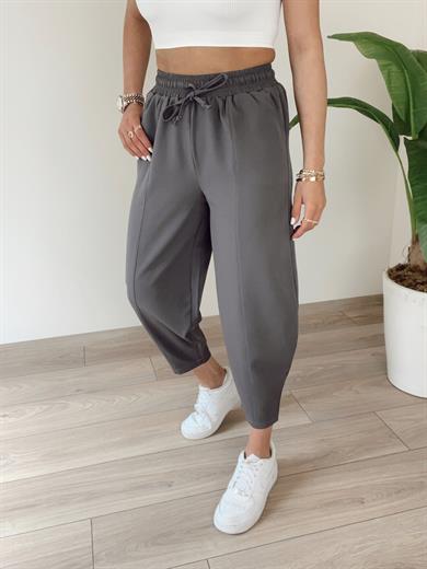 Cindy Antrasit Beli Lastikli  Şalvar Pantolon