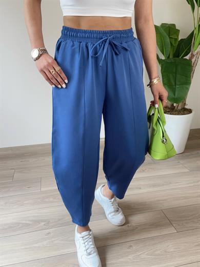 Cindy İndigo Beli Lastikli  Şalvar Pantolon