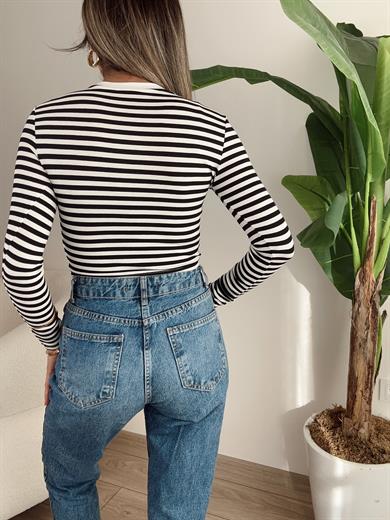 Çizgili Crop Bluz