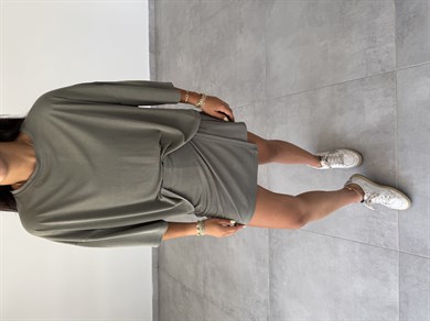 Comfort Haki Modal Düşük Kol T-Shirt