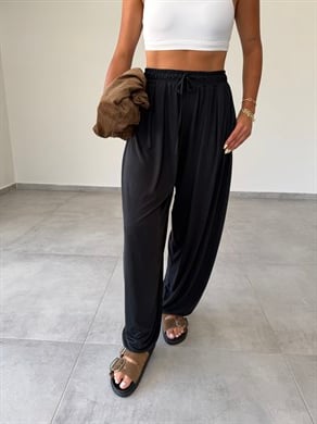 Comfort Siyah Modal Kumaş Şalvar Pantolon