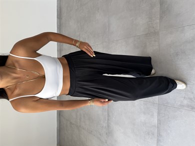 Comfort Siyah Pileli Bol Paça Pantolon