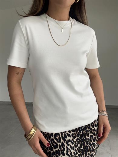 Cs Beyaz Bisiklet Yaka Tişört