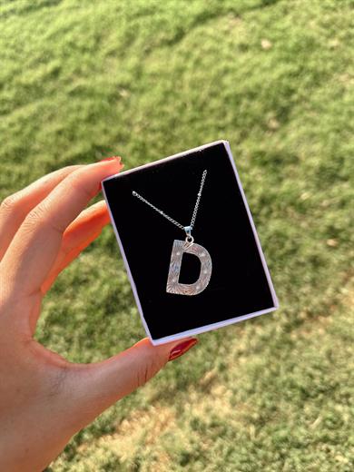D Çelik Silver Harf Kolye