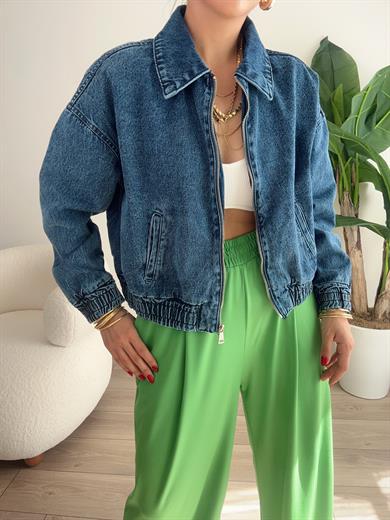 Denim Fermuarlı Kot Ceket