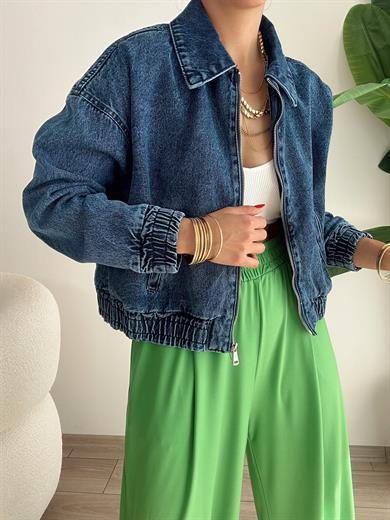 Denim Fermuarlı Kot Ceket