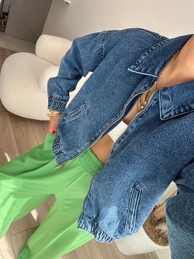 Denim Fermuarlı Kot Ceket
