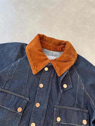 Denim Kadife Yaka Detaylı Ceket
