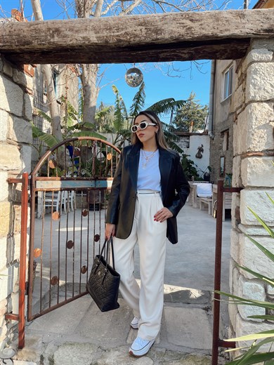 Deri Blazer Siyah Ceket