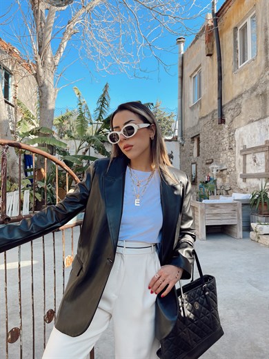 Deri Blazer Siyah Ceket