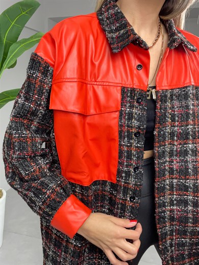 Deri Detaylı Gömlek