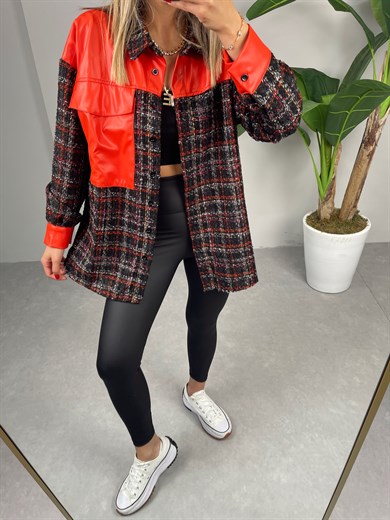 Deri Detaylı Gömlek